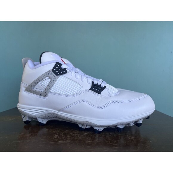 Air Jordan 4 Retro TD "White Cement" Football Cleats Men's Size 15 HQ0207-106 - Picture 2 of 11